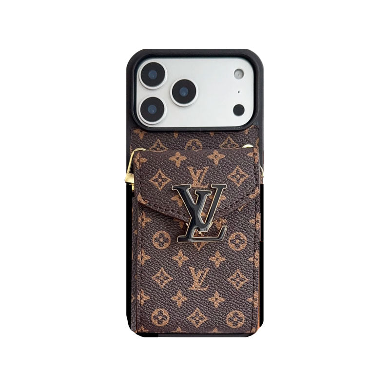 Classic Leather Monogram iPhone Case With Card Holder And Strap -CFK251126