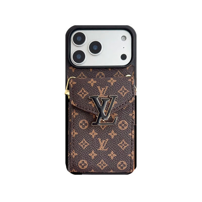 Classic Leather Monogram iPhone Case With Card Holder And Strap -CFK251126