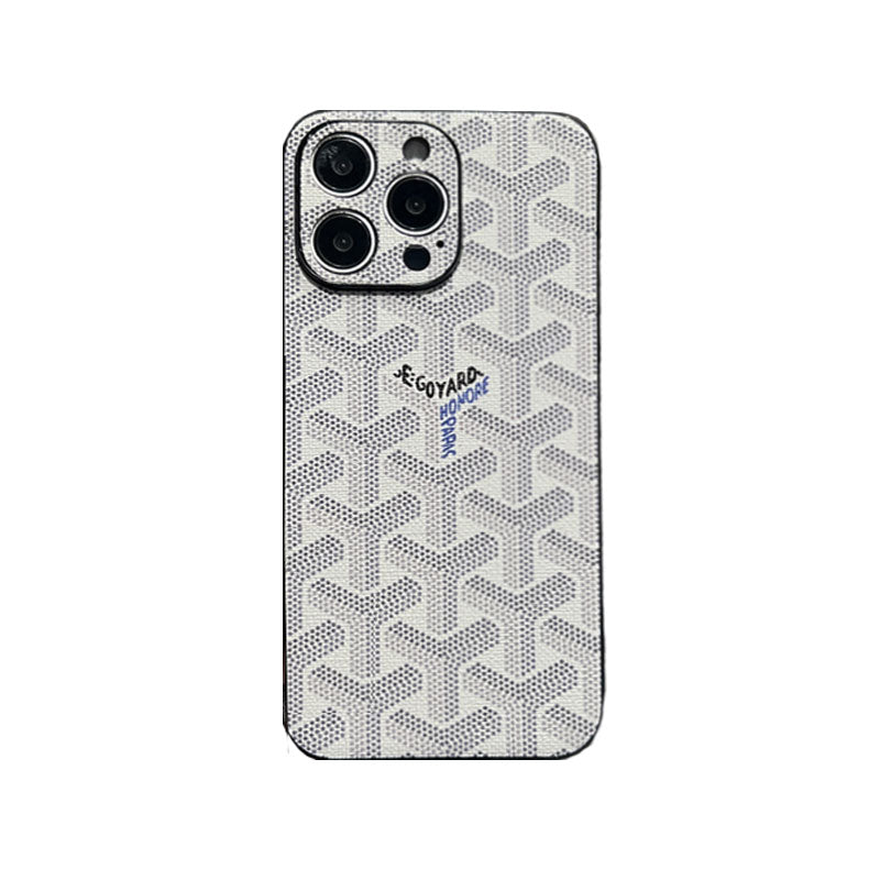 Leather GD iPhone Case With Lens Protection Black-SJK240807