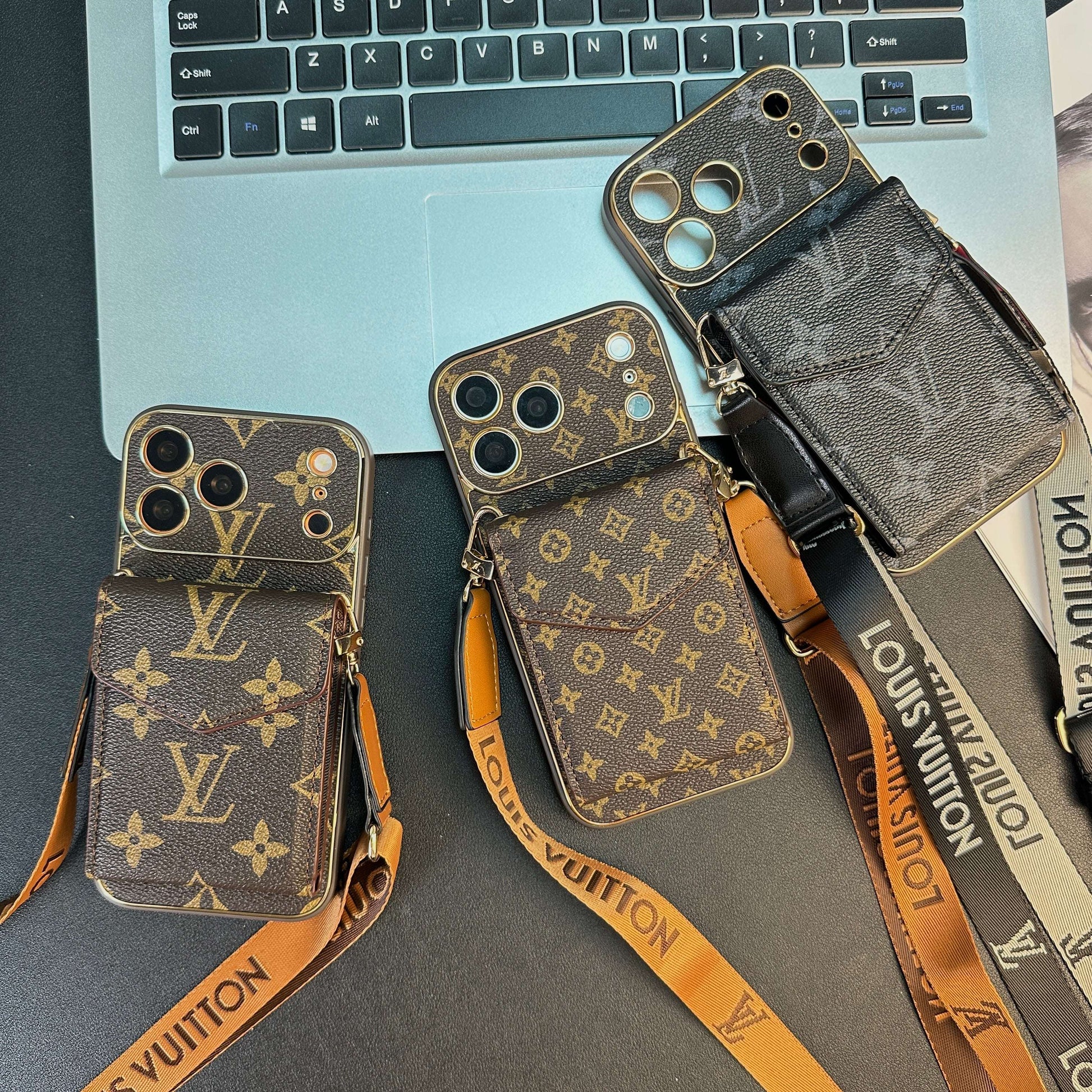Premium  Monogram iPhone Case With Wallet And Crossbody Strap For iPhone 17 Series-CYLV134