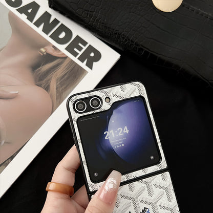 Leather GD Samsung Galaxy Z Flip Series Case  White -HKL251514