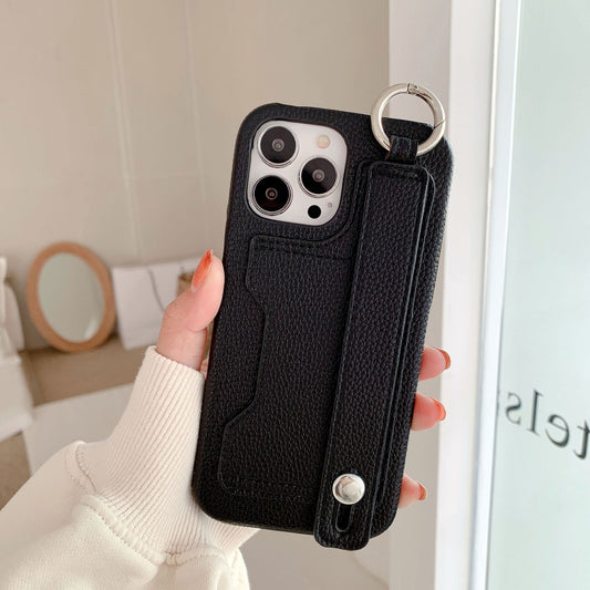 Leather Phone Case For iPhone with Card Holder Black-LZW121102