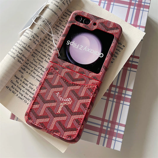Leather GD Samsung Galaxy Z Flip Series Case With Card Holder Red -QBK251620