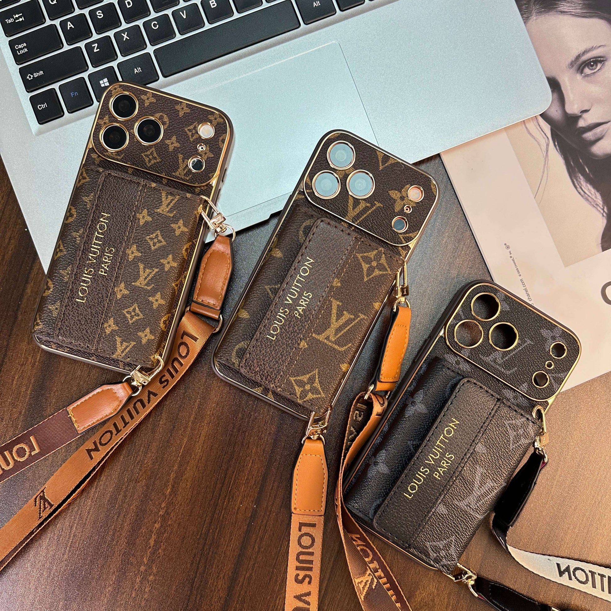 Classic Monogram iPhone Case With Wallet And Crossbody Strap For iPhone 17 Series-CYLV135