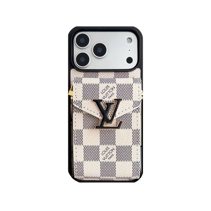 Classic Leather Monogram iPhone Case With Card Holder And Strap -CFK251126