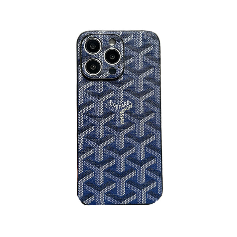 Leather GD iPhone Case With Lens Protection Black-SJK240807