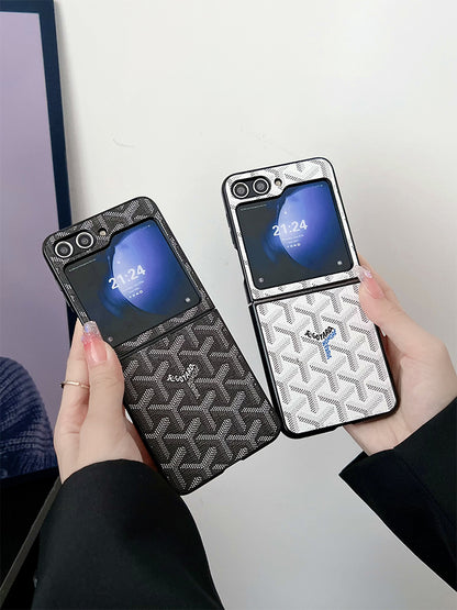 Leather GD Samsung Galaxy Z Flip Series Case  Black -HKL251514