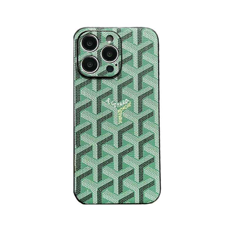 Leather GD iPhone Case With Lens Protection Blue-SJK240807