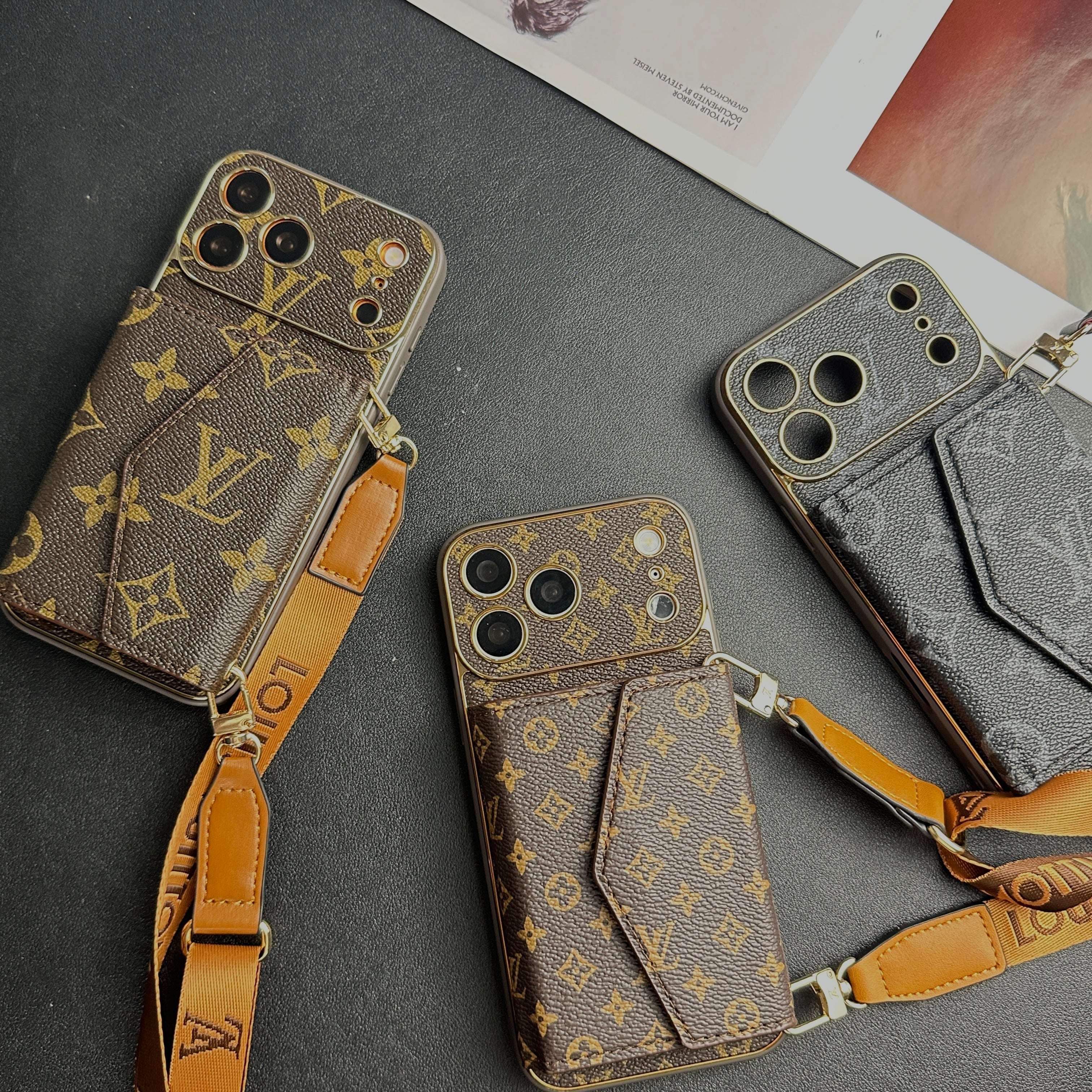 Premium Monogram iPhone Case With Wallet And Crossbody Strap For iPhone 17 Series-CYLV126