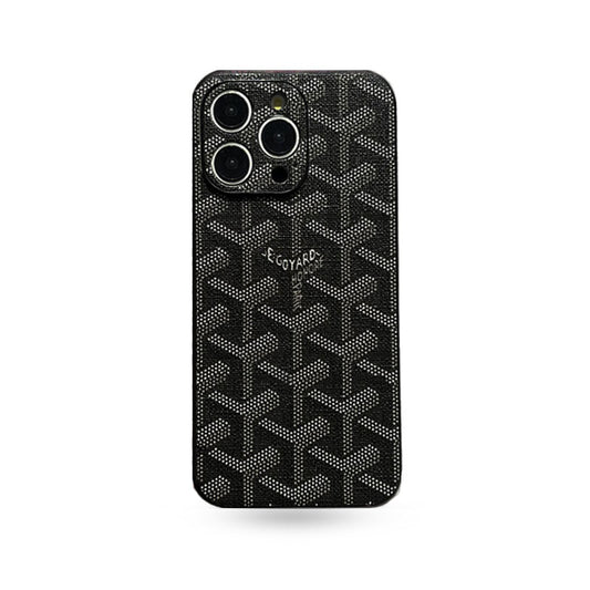 Leather GD iPhone Case With Lens Protection Black-SJK240807