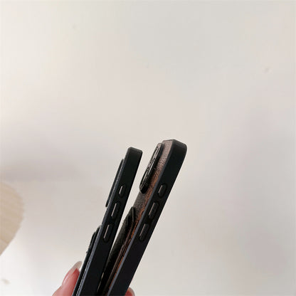 Leather MK iPhone Case With Card Holder Brown-MKC241620