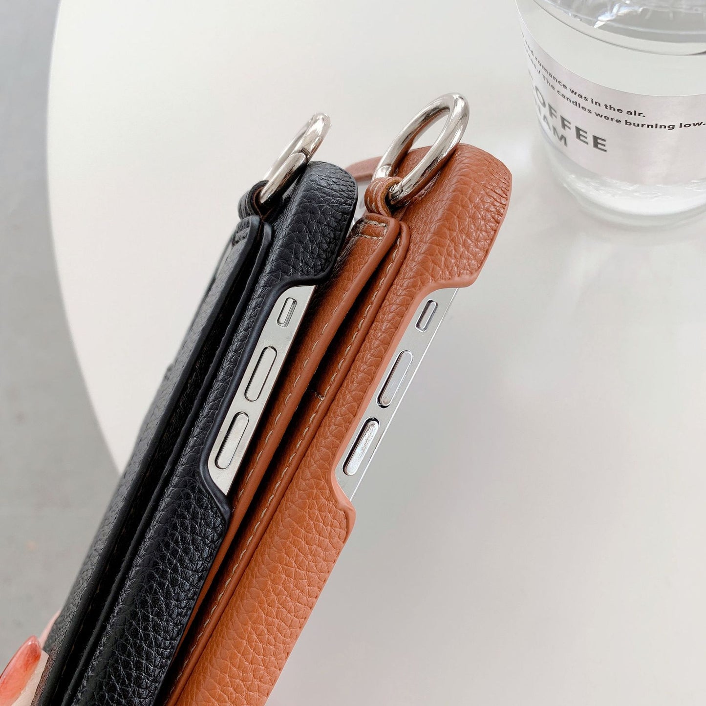 Leather Phone Case For iPhone with Card Holder Brown-LZW121102