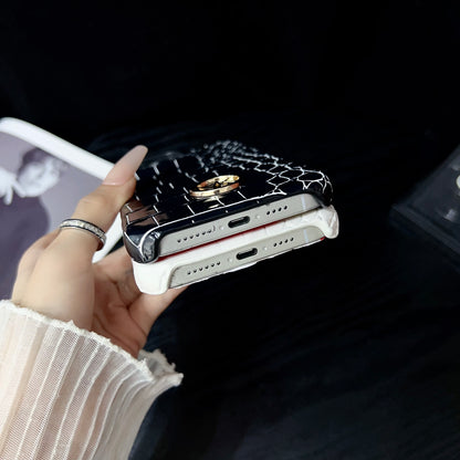 Alligator Print MK iPhone Case Black-EYW251836