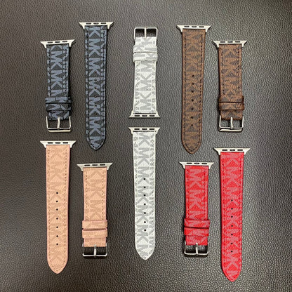 Luxury Leather MK Apple Watch Band White-LBB25405