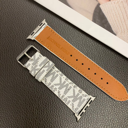 Luxury Leather MK Apple Watch Band White-LBB25405