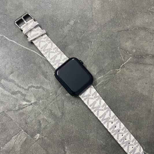 Luxury Leather MK Apple Watch Band White-LBB25405