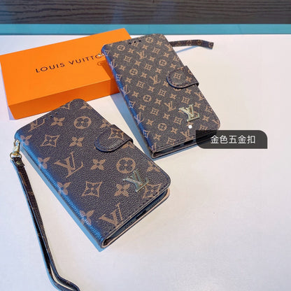 Classic  Folio Monogram iPhone Case With Wallet And Strap Big Printing-CFLB251102