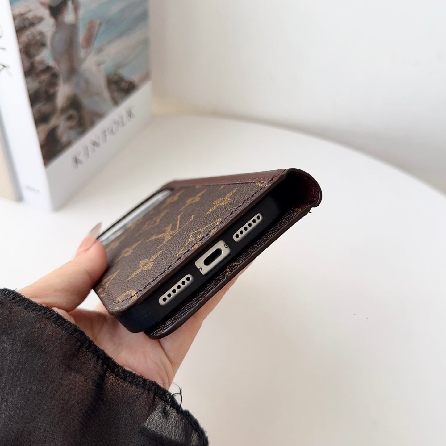 Premium Leather Folio Wallet Case for iPhone Big Printing -CFLB251816