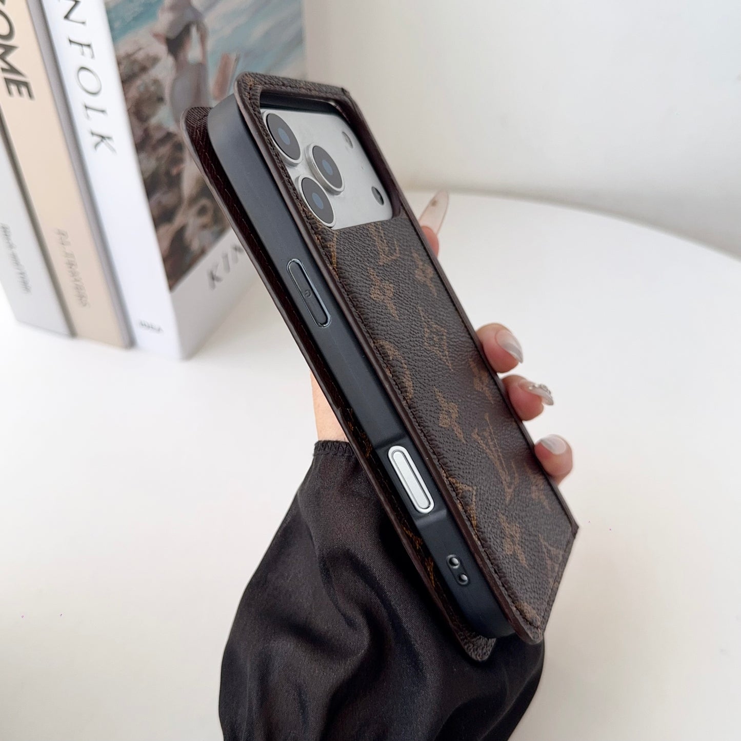 Premium Leather Folio Wallet Case for iPhone Big Printing -CFLB251816