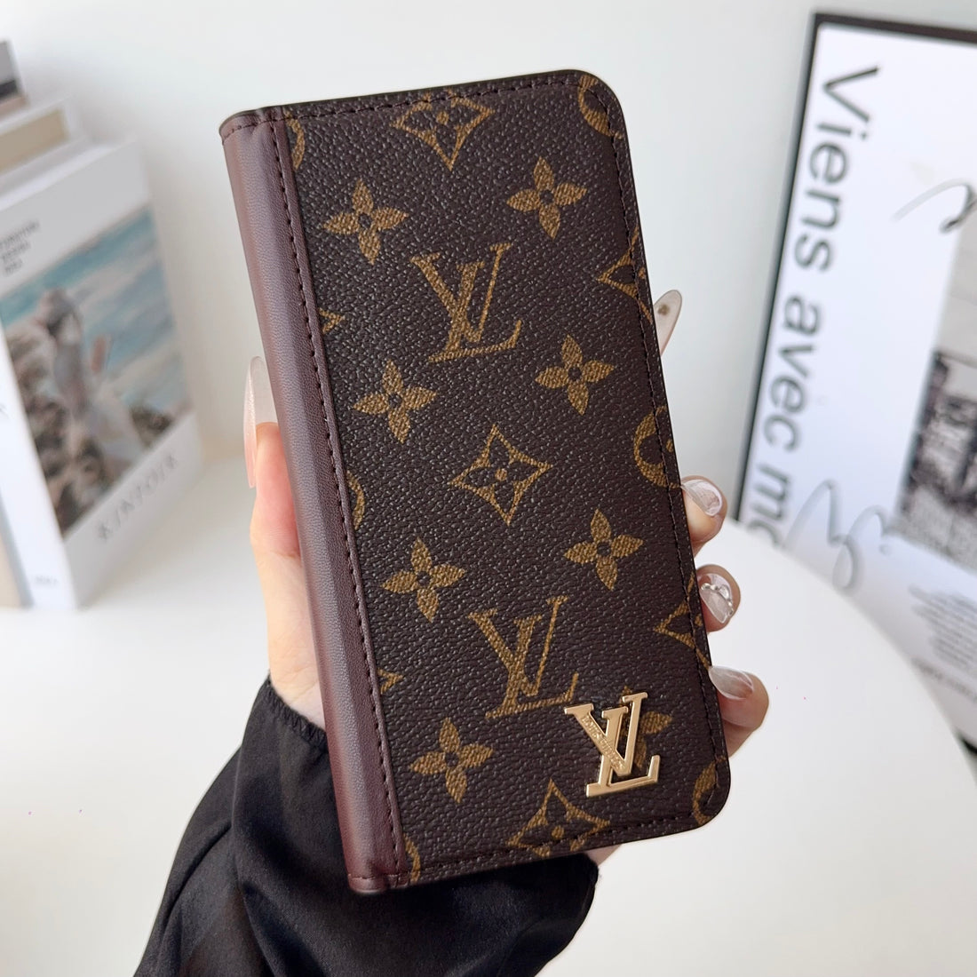 Premium Leather Folio Wallet Case for iPhone Big Printing -CFLB251816