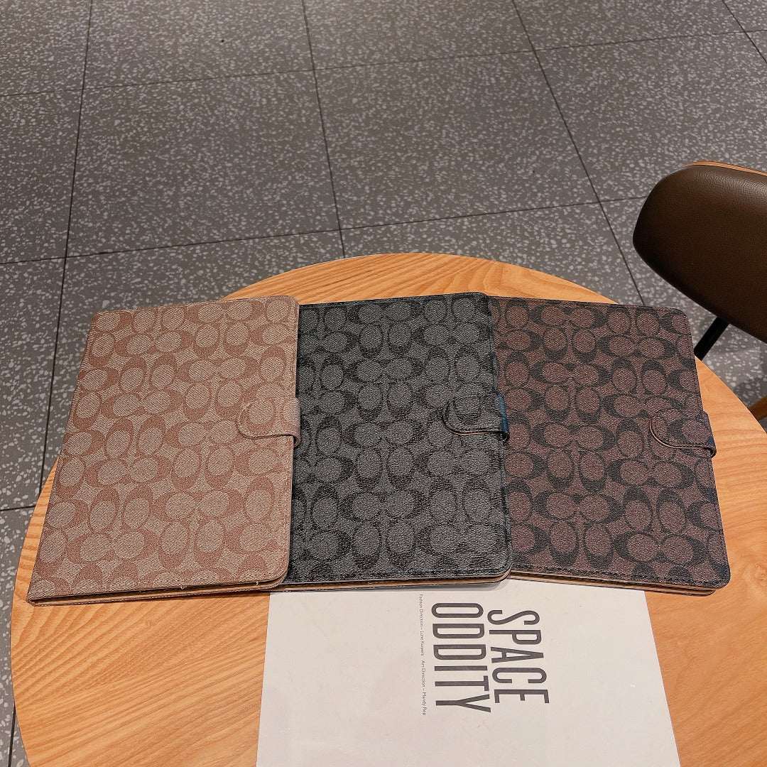 Premium Leather Monogram  iPad Case Coffee-CYLV110