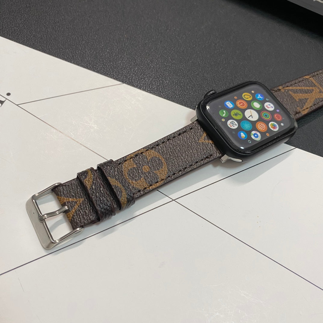 Stylish Leather Monogram Apple Watch Band Big Printing-CYLV101
