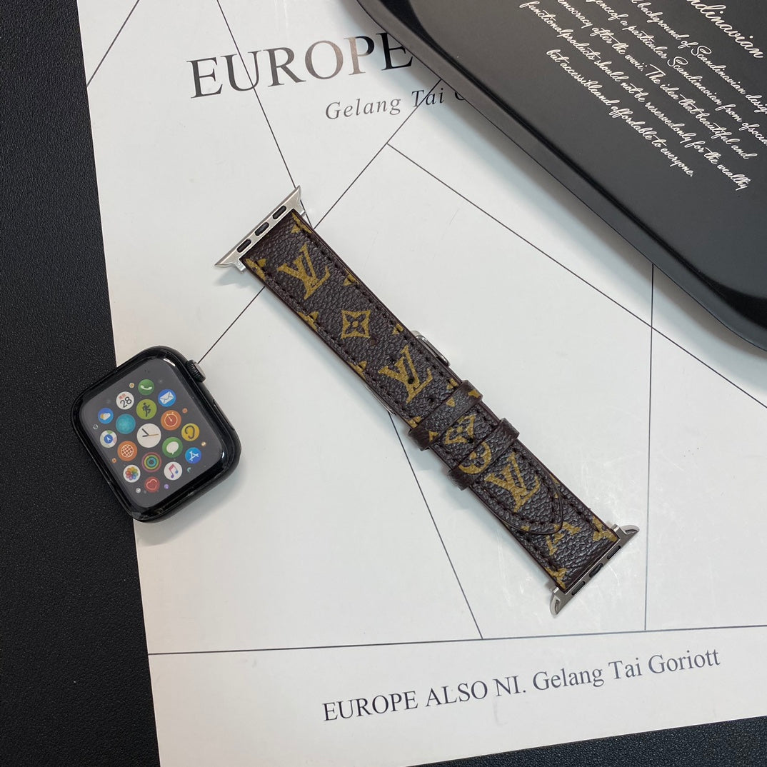 Leather Monogram Apple Watch Band Small Printing-CYLV105