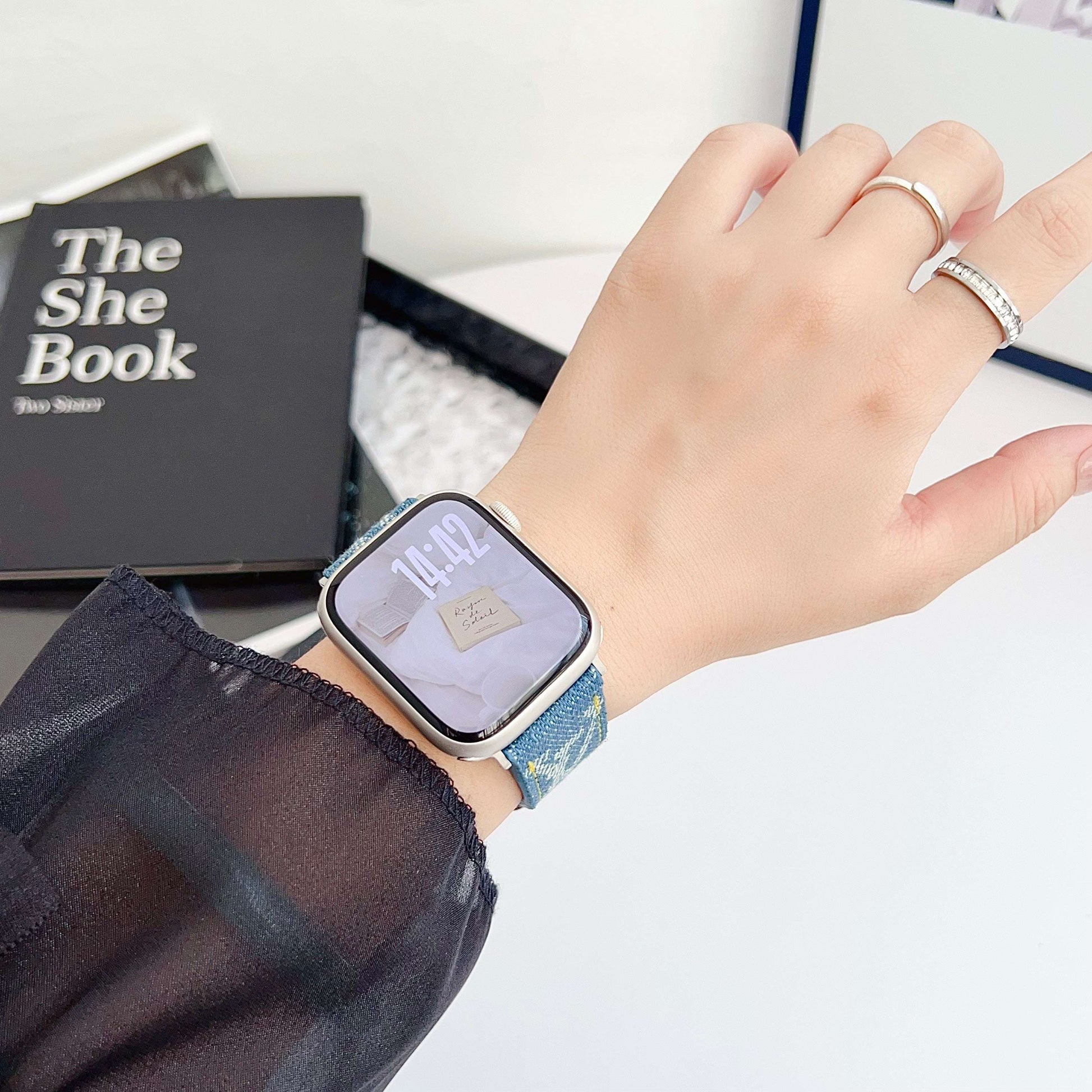 Classic Monogram Apple Watch Band Blue-CYLV103