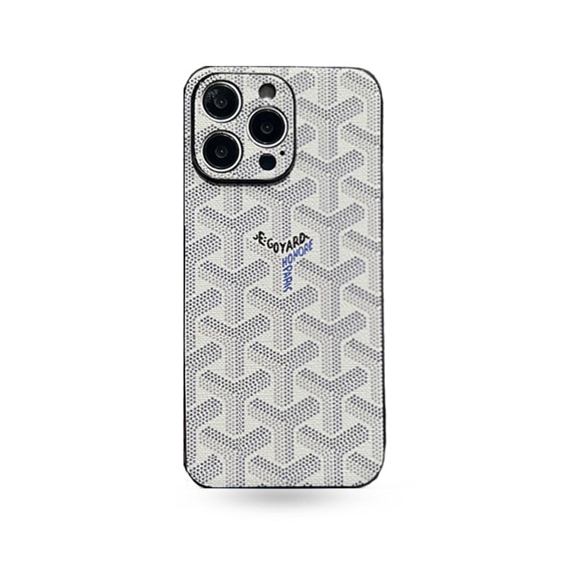 Leather GD iPhone Case With Lens Protection White-SJK240807