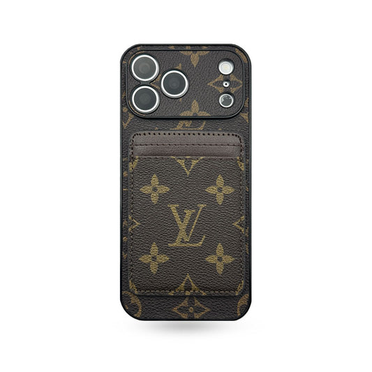 Elegant Monogram iPhone Case With Magnetic Card Holder Big Printing For iPhone 17 Series-CYLV078