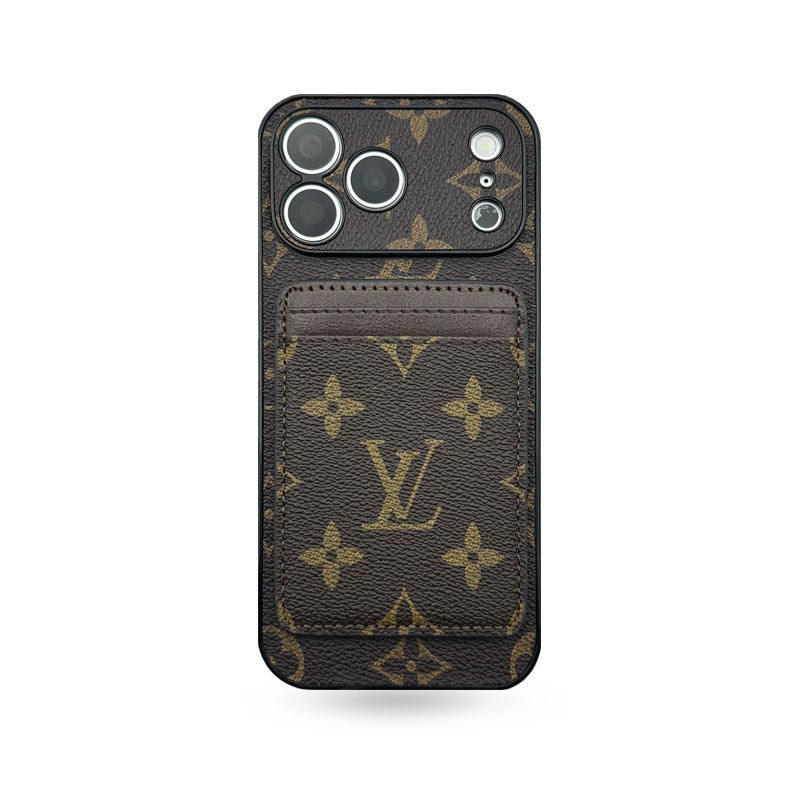 Elegant Monogram iPhone Case With Magnetic Card Holder Big Printing For iPhone 17 Series-CYLV078