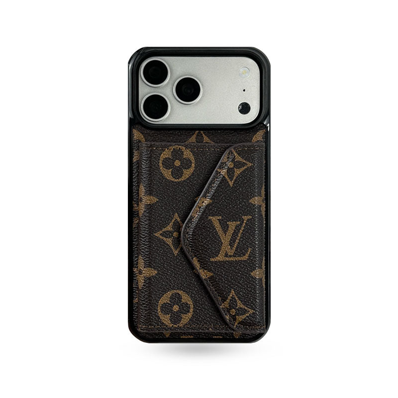 Classic Leather Monogram iPhone Case With Wallet Big Printing For iPhone 17 Series-CYLV077