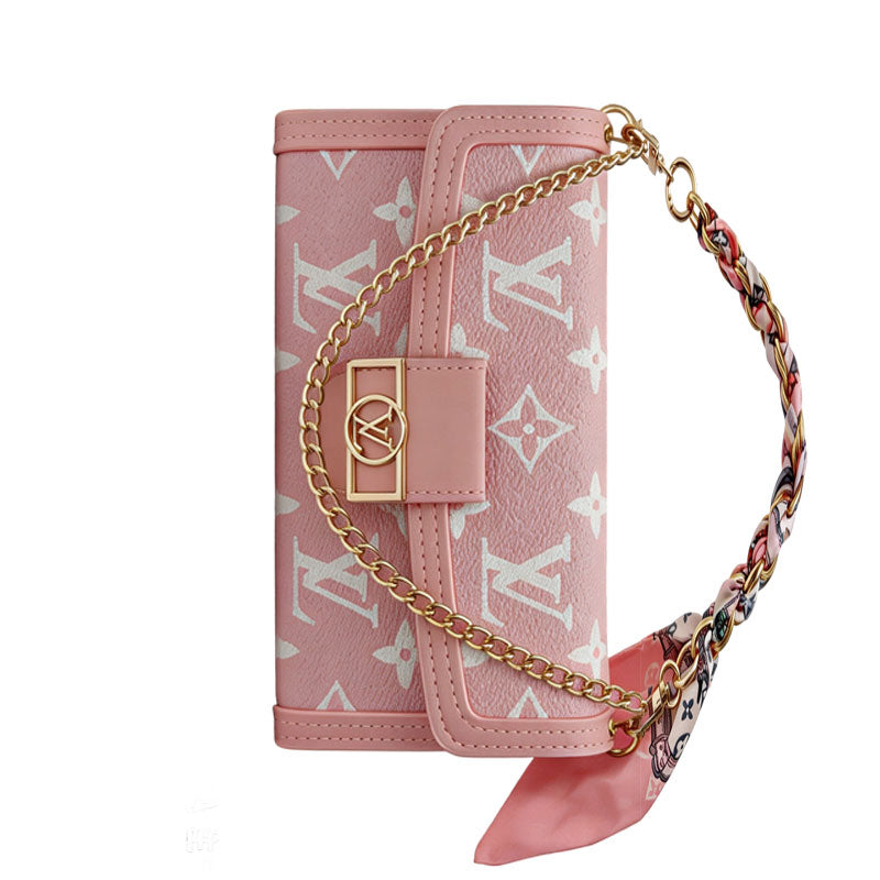 High-quality Leather Monogram iPhone Case With Flip Wallet And Chain-CYLV192