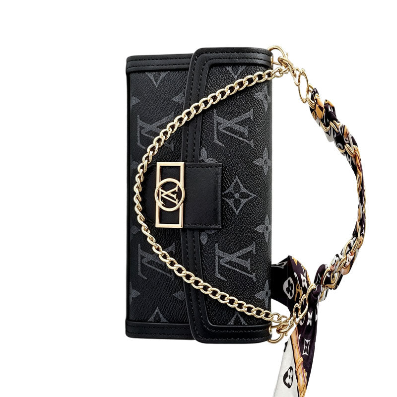High-quality Leather Monogram iPhone Case With Flip Wallet And Chain-CYLV192