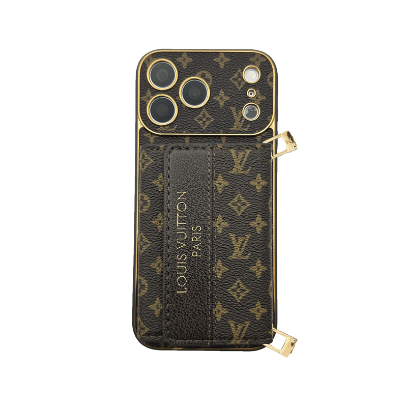 Refined Leather Monogram iPhone Case With Wallet And Crossbody Strap For iPhone 17 Series-CYLV128