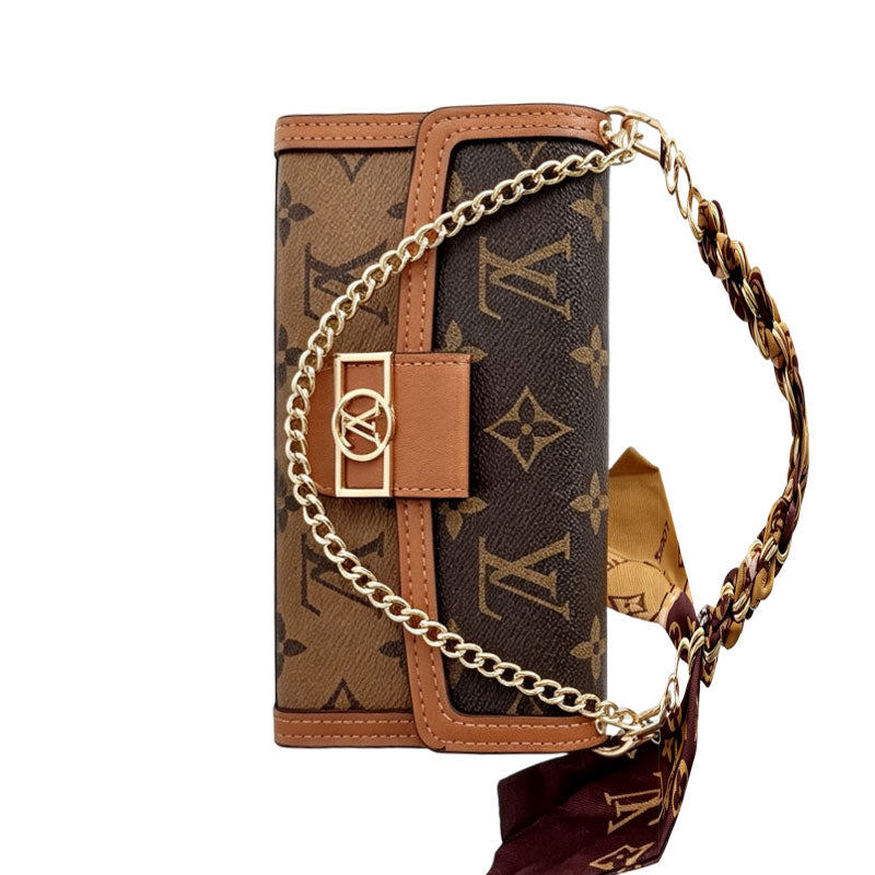 High-quality Leather Monogram iPhone Case With Flip Wallet And Chain-CYLV192