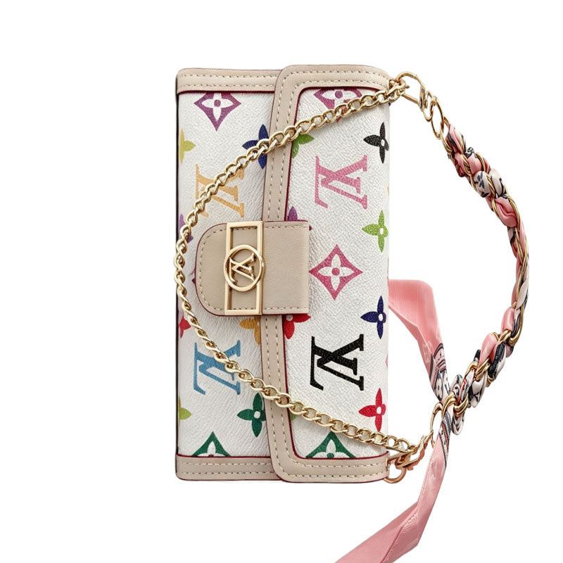 High-quality Leather Monogram iPhone Case With Flip Wallet And Chain-CYLV192