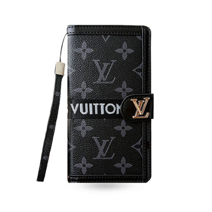 Classic Leather Fold Monogram iPhone Case With Card and Cash Holder-CFMTY002