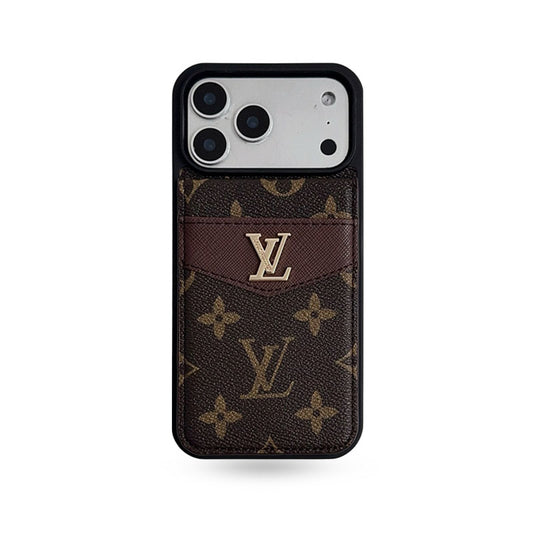 Luxury Leather Monogram iPhone Case With Card Holder -CFK251315