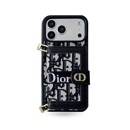 Classic Leather CD iPhone Case With Wallet And Crossbody Strap-CFK251405