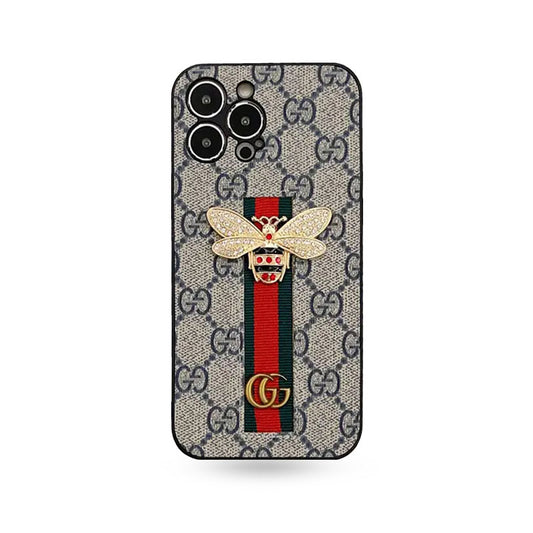 Leather GG iPhone Case With Bee-CRK252050