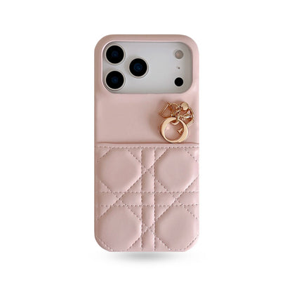 Elegant Leather CD iPhone Case With Card Holder Pink For iPhone 17 Series-CYCD018