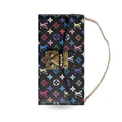 Premium Leather Folio Monogram iPhone Case With Wallet And Strap-CFMTY11