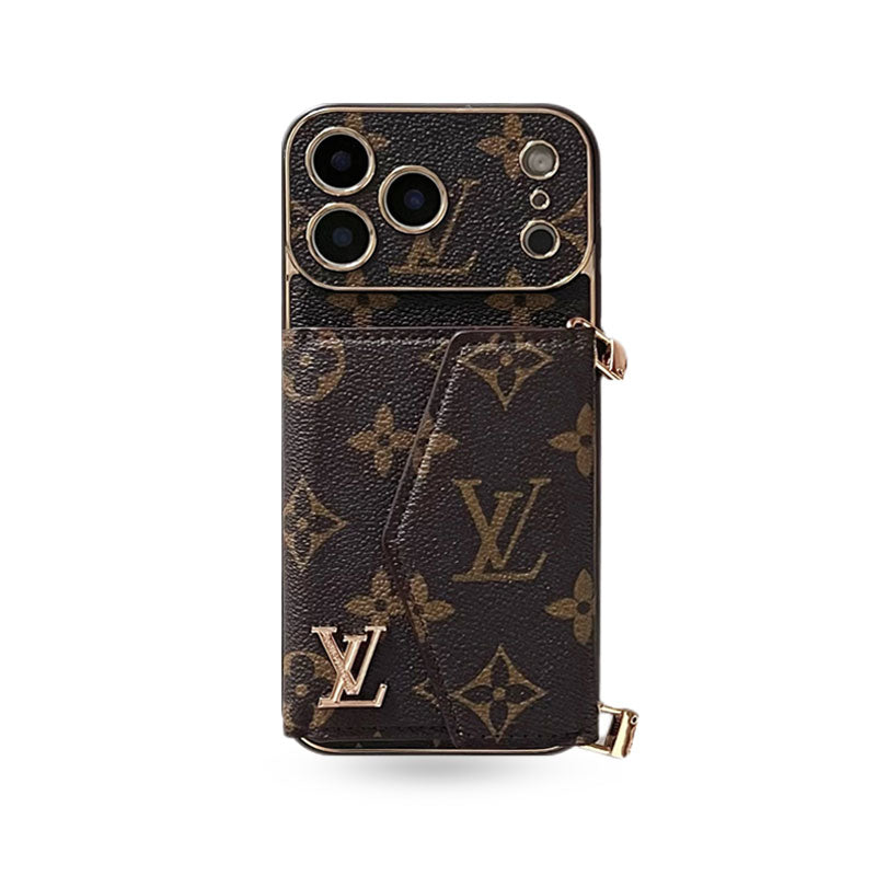 Luxury Monogram iPhone Case With Card Holder And Strap For iPhone 17 Series-CYLV002