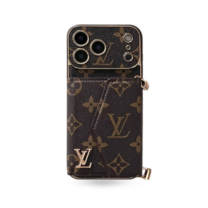 Luxury Monogram iPhone Case With Card Holder And Strap For iPhone 17 Series-CYLV002