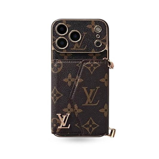 Luxury Monogram iPhone Case With Card Holder And Strap For iPhone 17 Series-CYLV002