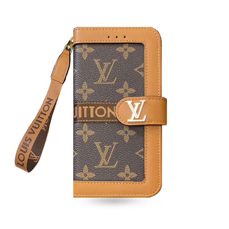 Leather Leather Flip Monogram Phone Case With Card Holder And Strap Big Printing -CFLB200911