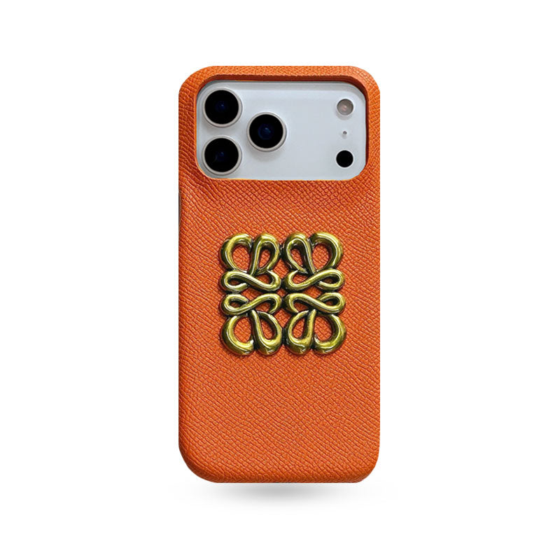 Classic Leather LE iPhone Case Orange For iPhone 17 Series-CYLE025