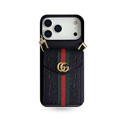 Leather GG iPhone Case With Card Holder And Strap -CFK251305