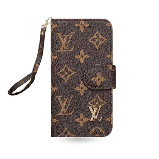 Classic  Folio Monogram iPhone Case With Wallet And Strap Big Printing-CFLB251102